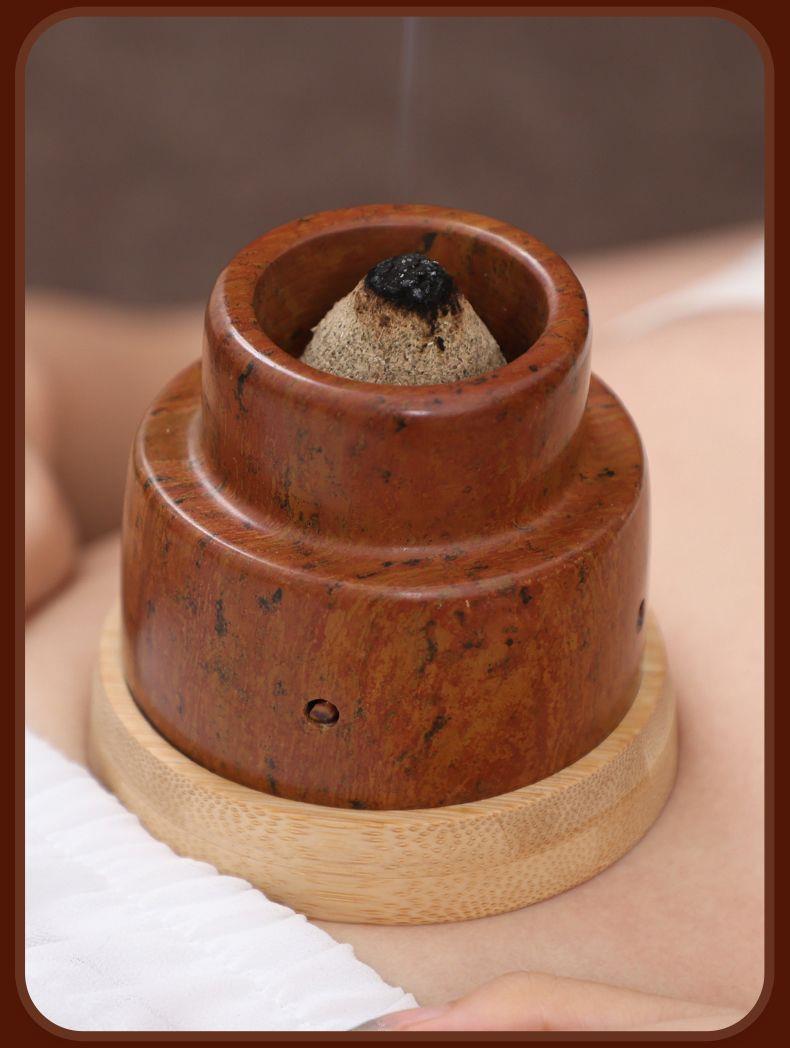 Bian Stone Navel Moxibustion Bowl Set with 500g Moxa Wool and 7 Piece Accessories for Ginger and Salt Moxa Therapy details