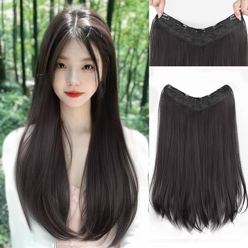 Wig piece one piece [micro volume] wig female long hair U-shaped hair extension volume fluffy seamless long hair