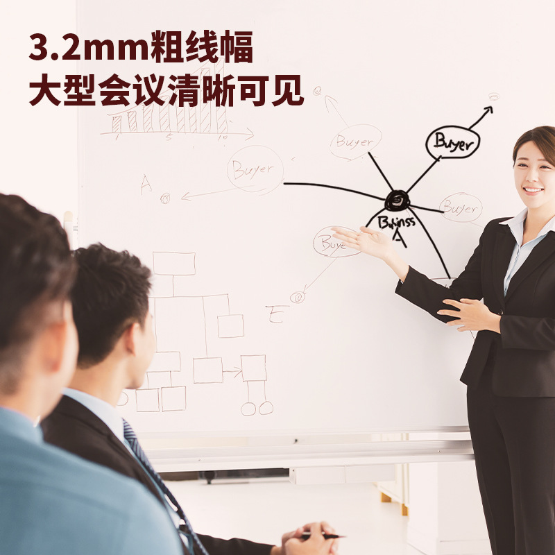 La pluma de pizarra de conferencias de 3.2mm de ancho de línea para grandes salas de conferencias con cabeza gruesa negro rojo azul capacitación de aprendizaje de oficina