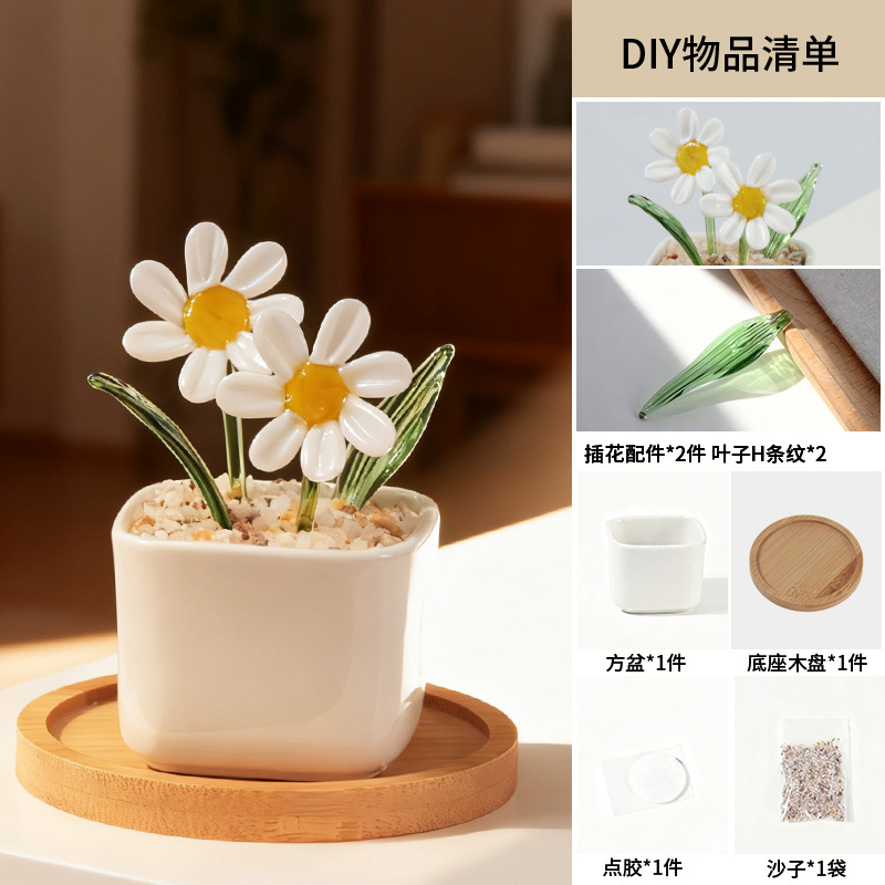 Zibo vidrio artesanía ornamentos maceta de vidrio verde flores regalos de diciembre decoración de oficina image 11