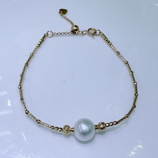 Zhuji Freshwater Pearl 9-10mm Perfect Round Almost Flawless Sterling Silver Laser Cut Pineapple Chain Popular Same Style