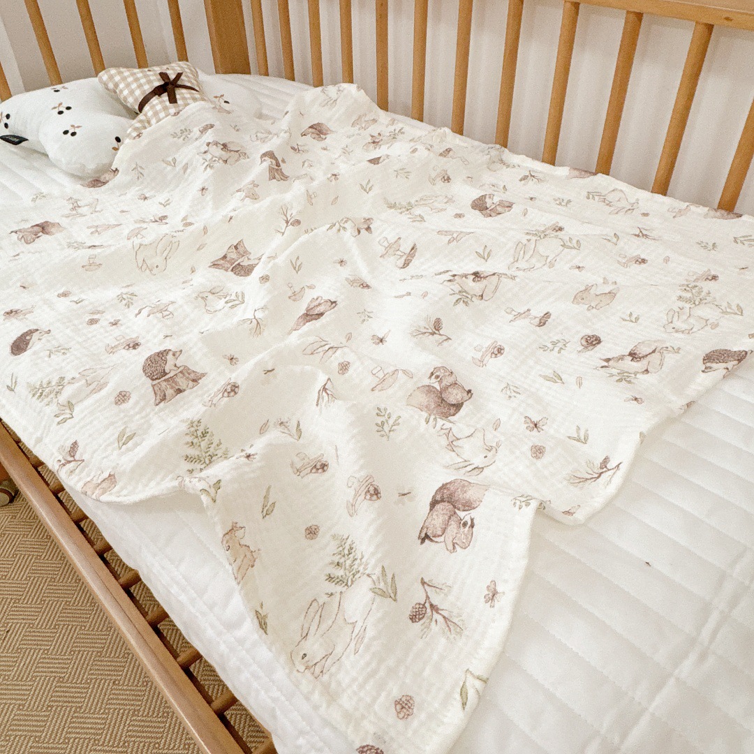 Transfronterizo simple ins bebé Toalla de gasa de cuatro capas Toalla de algodón toalla recién nacido manta de gasa Toalla de baño de tela