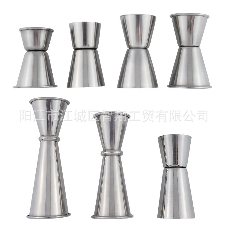 304 acero inoxidable mezcla de cóctel onza herramienta de taza de medición de metal de doble cabeza con escala 30 / 60ml cuchara de medición image 3