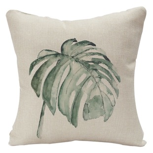 Cross-border Amazon green leaf linen pillowcase plant cactus tropical green plant home pillow cushion cover