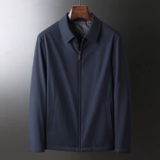 2026商务休闲翻领羽绒服行政夹克男商务优质中年装深蓝色冬季款