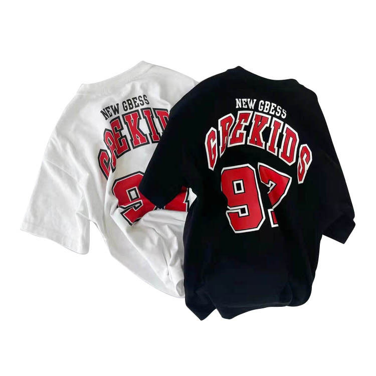 女の子の中の長いワンピースの洋風の夏服の中で大きい子供のゆったりしている上着の子供の半袖のバスケットボールの服のtシャツのスカートのファッション