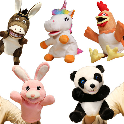 [Wholesale] Farm animals can open their mouths, large size hand puppets, Rabbits, Donkeys, Pandas, Unicorns, Roosters