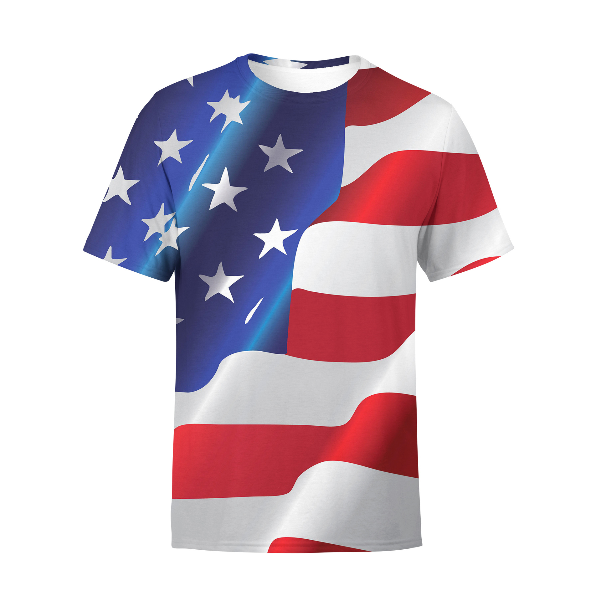 2022 verano nueva manga corta 3D Impresión digital bandera americana hombres y mujeres ropa camiseta suelta
