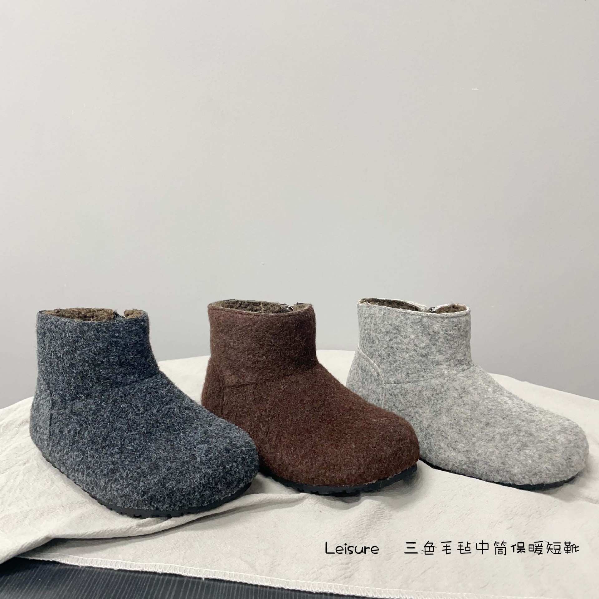 Korean Style Girls' Pure Color Warm Furry Boots 2026 Winter New Model Kidsren's Suede Soft-Soled Short Boots Baby Cotton Boots