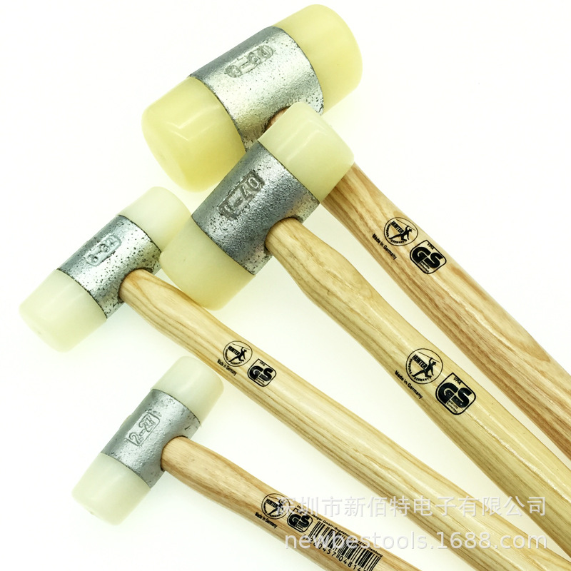 HUNTER GERMANY胶锤6-50 无反弹锤安装配木柄钢珠砂尼龙头惯性锤