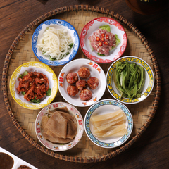 懐かしいレトロな食器、屋台鍋、街鍋、小さな丸皿、昔ながらの模造エナメル皿、縁起の良い如意の小さな丸皿