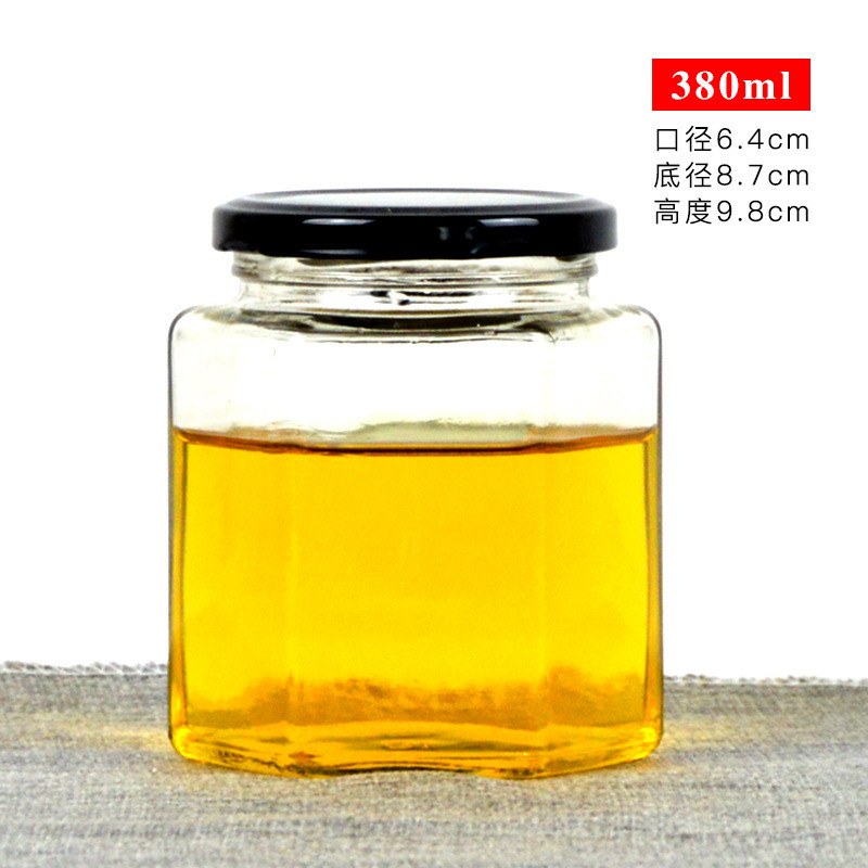 六棱玻璃瓶现货六角蜂蜜瓶子一斤酱菜瓶罐头瓶可蒸煮果酱燕窝瓶|undefined