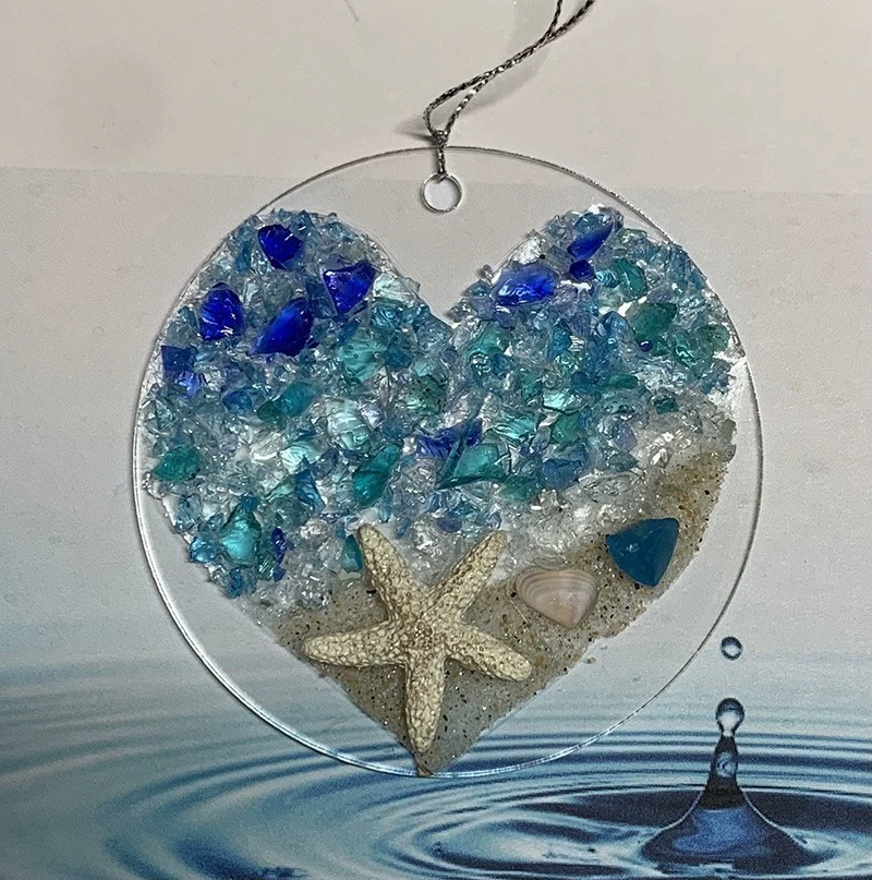 [跨境爆款Sea Glass Suncatcher海浪沙滩浪漫亚克力平面家居装饰品]