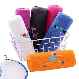 Pure Cotton Sports Towel with Logo Embroider, Absorbent Cotton Towel for Sweat Wiping, Fitness Yoga Marathon Fitness Choice