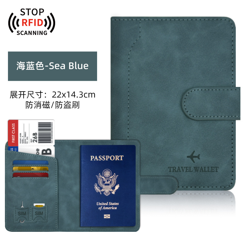 Transfronterizo spot Amazon pu pasaporte de cuero esta cubierta de protección empalmado paquete de pasaporte de hebilla magnética puede fijar el logotipo del clip de pasaporte