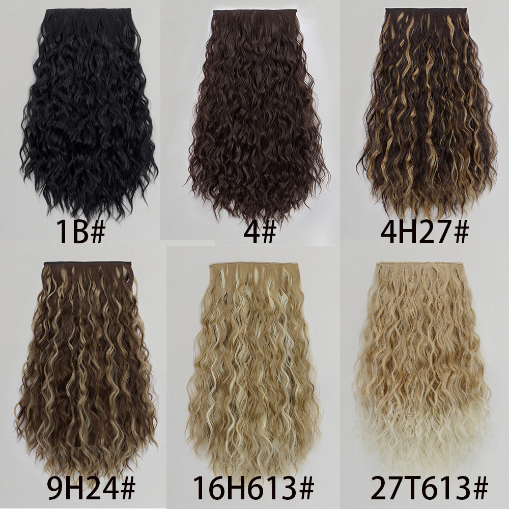 Comercio exterior europeo y americano, hoja de cabello ondulado de agua, en forma de U, 6 tarjetas, cabello con tarjeta, fibra química de alta temperatura, hoja de peluca de seda de maíz sin costuras en stock