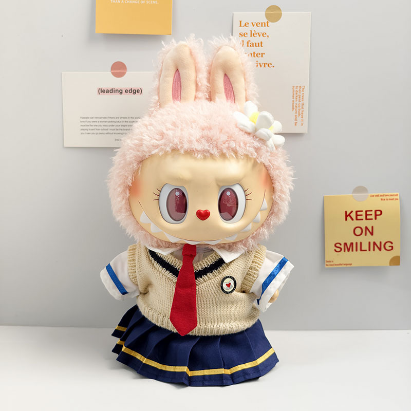 Ropa de muñeca de peluche de vinilo Labubu de 38cm para ropa de muñeca La Bu Time to Chill