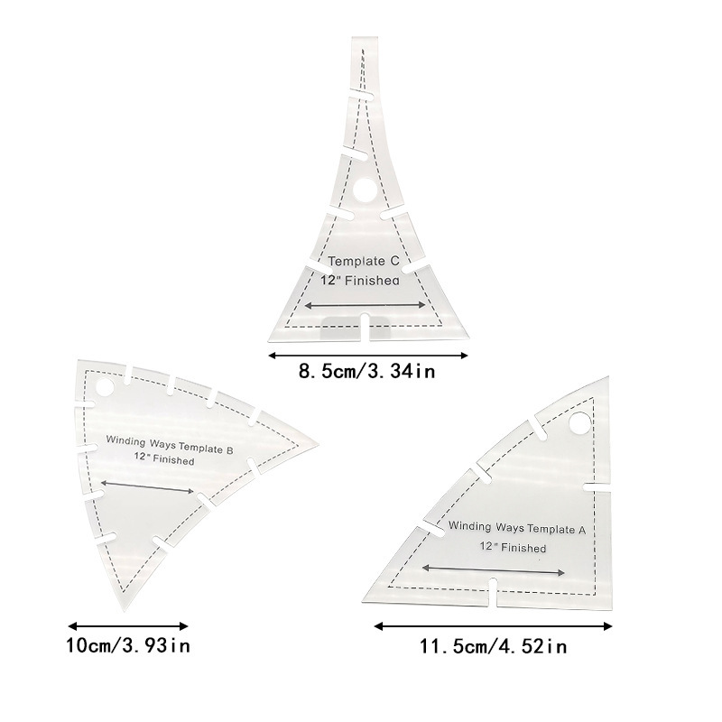Diseño de prendas de vestir acrílico 90 ° regla de costura de tela de corte de tela doble regla de patrón de tela de corte