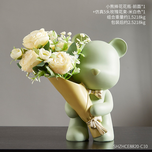 Handmade Flower Arrangement Cartoon Birthday Living Room Decor High-end Seated Violent Bear Creative Graduation Decoration