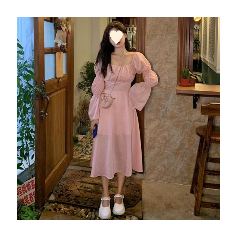 显瘦初恋温柔仙女公主连衣裙裙子气质长裙纯欲洛丽塔泡泡袖连衣裙|undefined