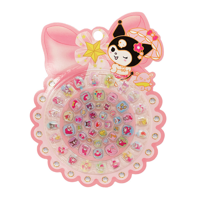 Sanrio children's nail stickers non-toxic and tasteless girls nail stickers cartoon comes with glue girl toy stickers
