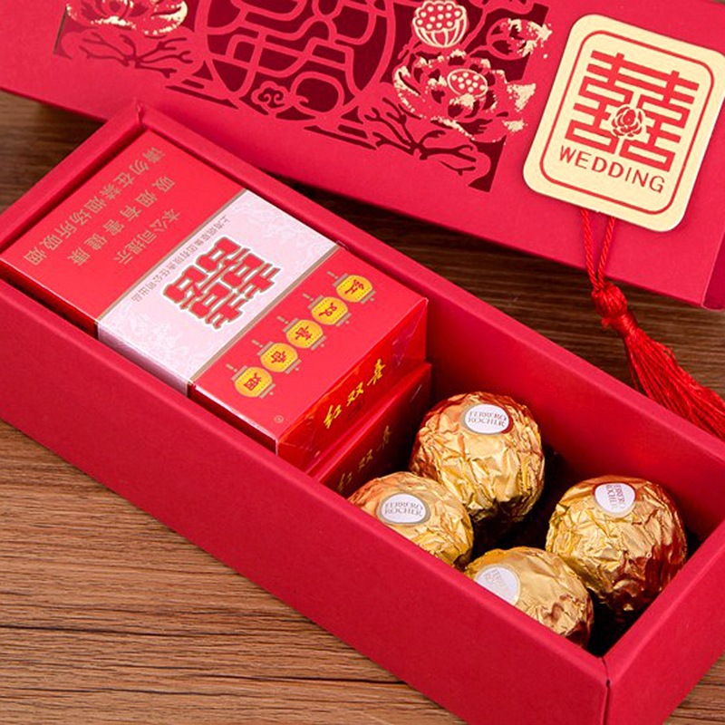 新款镂空巧克力喜糖盒子定/制精装流苏折叠包装盒手提礼品盒定/制