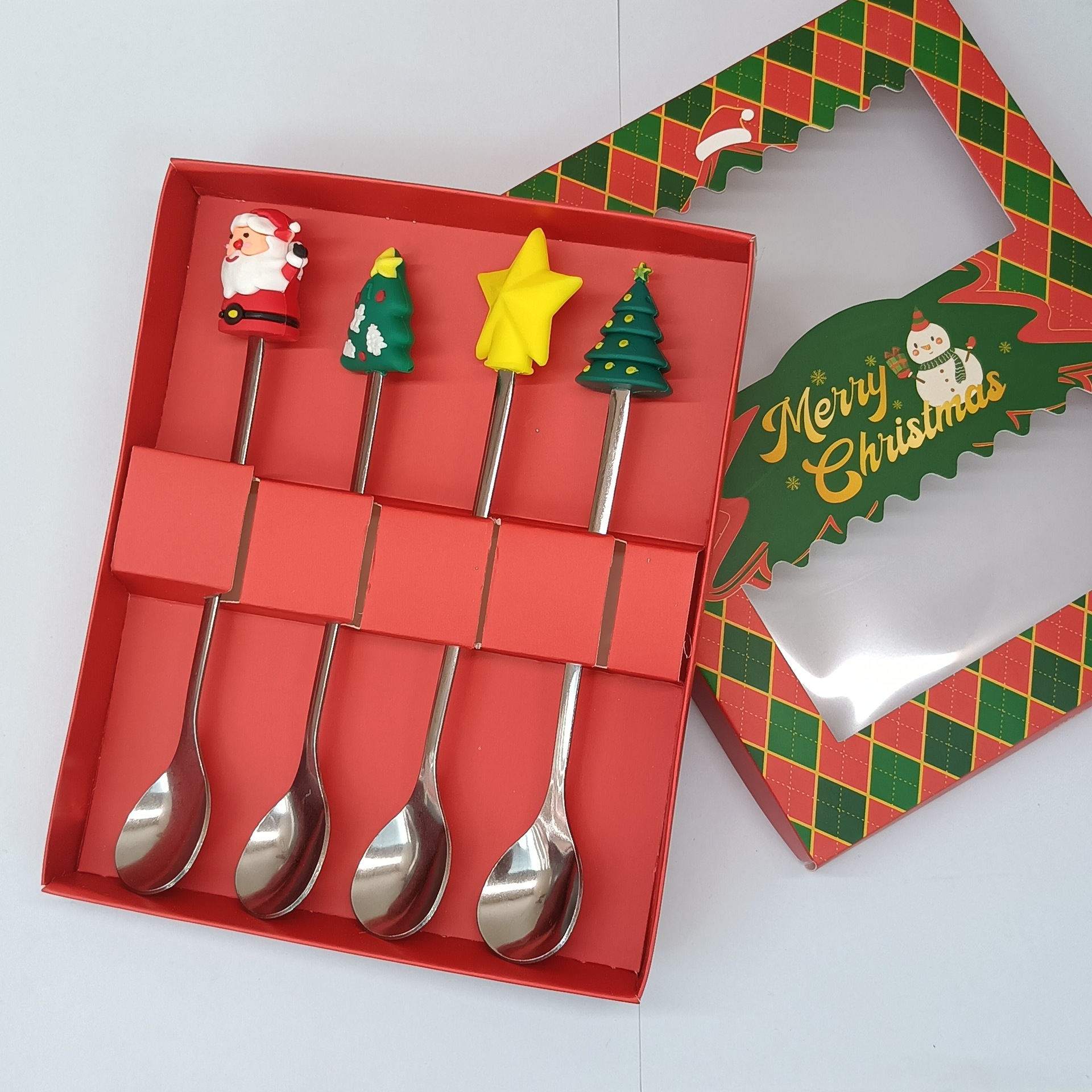 Cuchara transfronteriza de acero inoxidable Santa Claus árbol cuchara de café postre tenedor de fruta muñeca cuchara tenedor vajilla juego de regalo image 46