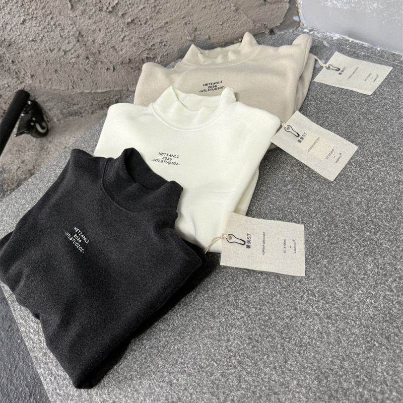 儿童冬季双面慕斯绒加厚半高领打底衫男女童字母保暖弹力发热内搭|undefined