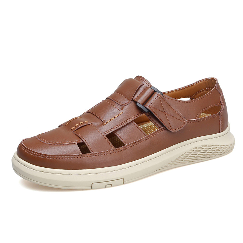 Sandallas de cuero para hombres de alta calidad, zapatos de playa de verano para conducir fuera de casa, anti-deslizante, sandalias de cuero de vaca, sandalias para hombres