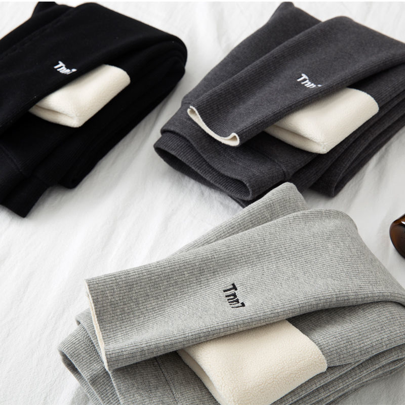 Grey Warm fleece-lined Leggings Women's Outer Wear Autumn and Winter Thickened Elastic High Waist Slimming Base Warm Pants Grey Warm fleece-lined Leggings Women's Outer Wear Autumn and Winter Thickened Elastic High Waist Slimming Base Warm Pants