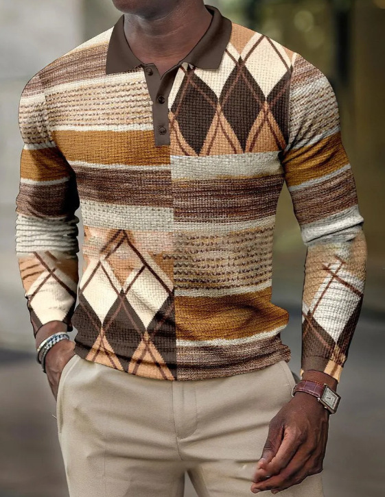 Comercio exterior transfronterizo primavera nuevos hombres de manga larga con botones POLO camisa hombres europeos y americanos moda casual top hombres