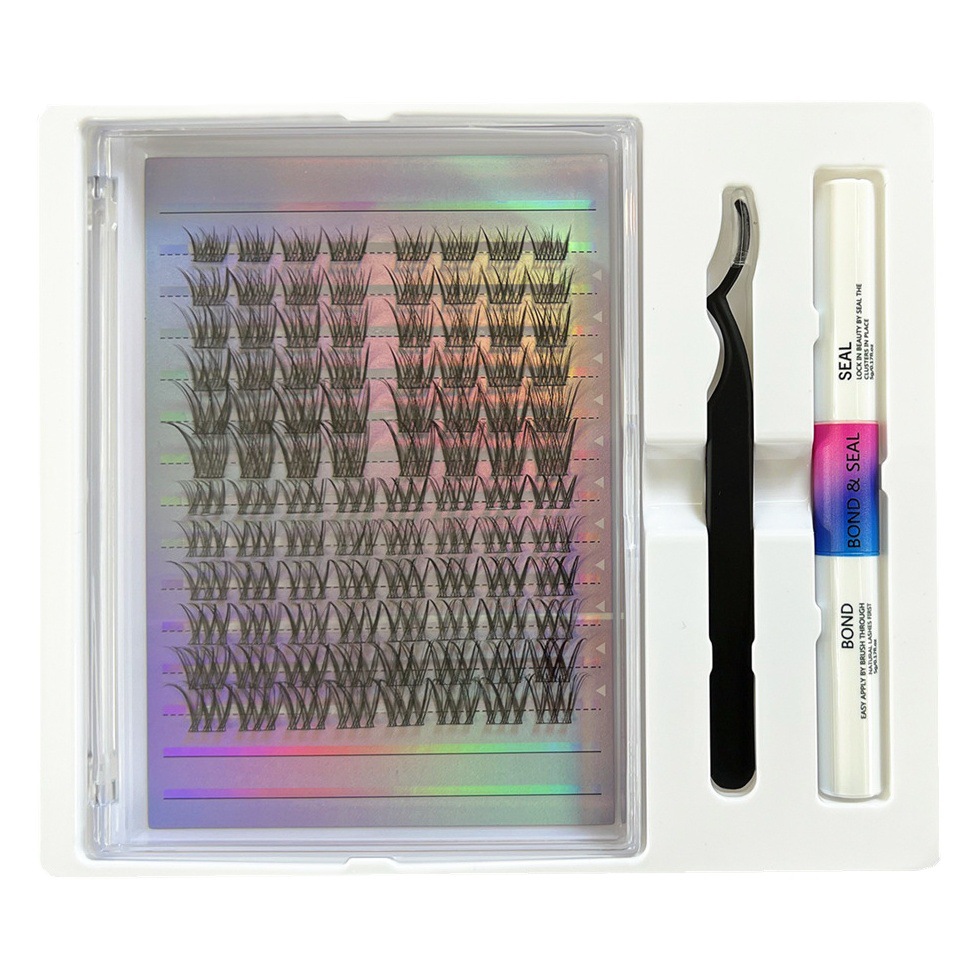 Transfronterizo DIY solo racimo pestañas postizas segmentado auto-injerto de pelo pestañas de doble cabeza pegamento pestañas traje de gran capacidad