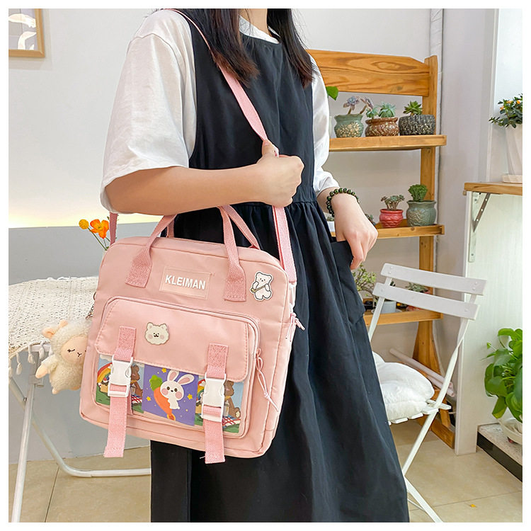 Book bag, handbag, canvas bag, large-capacity crossbody bag for girls, single-shoulder bag for primary school students, tutorial bag for classes, tutoring undefined
