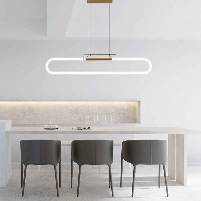 Personalidad del restaurante creativo nórdico tema lujoso simple lámpara de candelabrada de comedor viento geometría larga lámpara de restaurante ligera