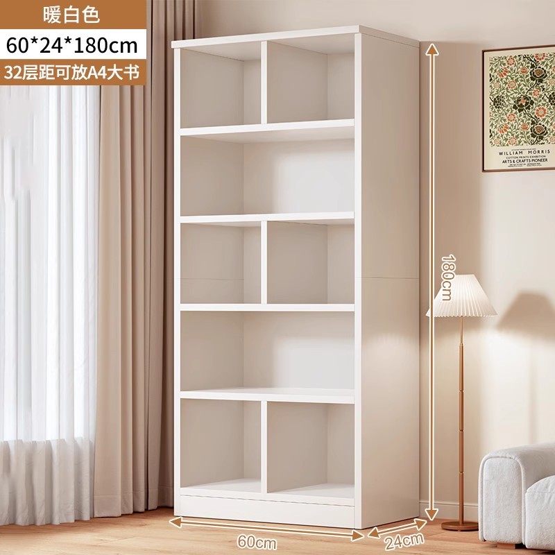 Estante de libros simple de piso contra la pared de la sala de estar estante de almacenamiento estratificado armario de almacenamiento integrado simple gabinete de libros domésticos