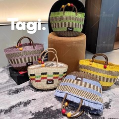 Tagi.2025新品水果野餐篮串珠木头果子编织手提包旅游度假休闲包