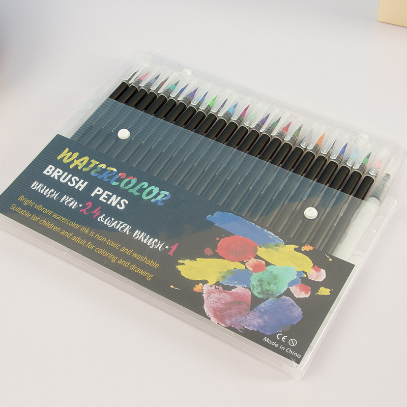 Conjunto de pinceles de acuarela transfronterizos coloridos pinceles suaves solubles en agua pueden teñir los estudiantes pintando pinceles de acuarela acuosa al por mayor