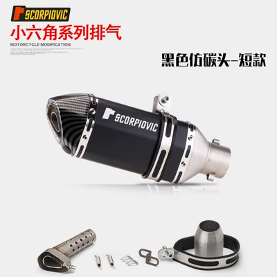 Exhaust Pipe, Motorcycle exhaust pipe - short-style-black-imitation-carbon-head