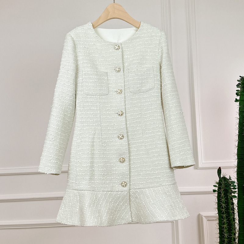 2026 French-Style Tweed Fishtail Dress New Model, Elegant and Slimming, Fashionable and Age-Reducing Ruffle Dress for Women