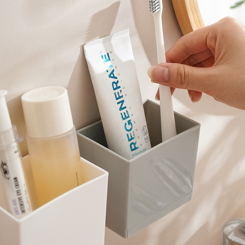 Nueva caja de almacenamiento montada en la pared caja de almacenamiento de artículos diversos sin perforar pared estante de almacenamiento de cabecera titular del teléfono móvil titular del cepillo de dientes image 5