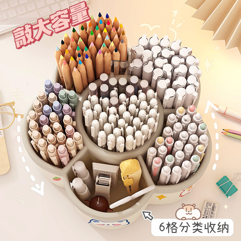 卸売 360 度回転ペンホルダー、見栄えの良いシンプルな収納ボックス、大容量のデスクトップ整理ペンバレル、クリエイティブでかわいい|undefined