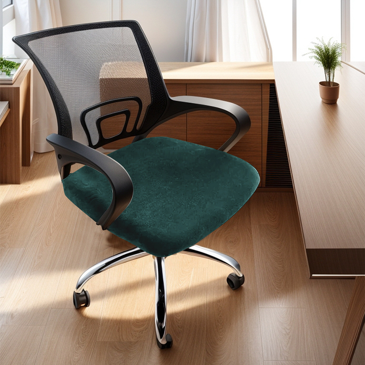 Amazon transfronterizo plata de zorro vello de oficina elástica cubierta de banco cubierta de cojín de silla universal de color sólido TEMU en stock