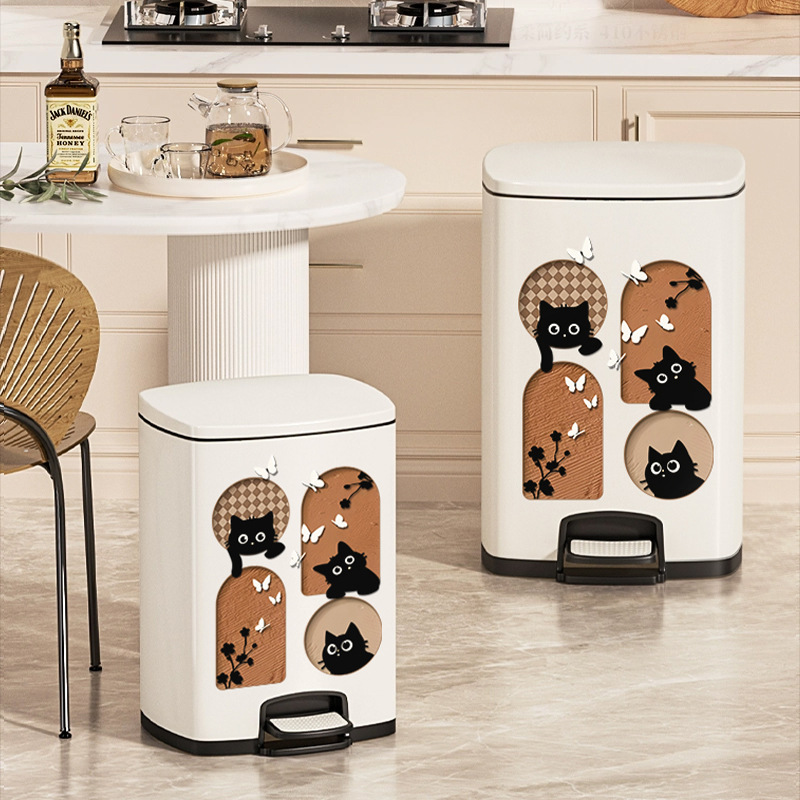 Bathroom with Good Looks and Cute Cats, Kitchen Foot-Operated Light Luxury Household Living Room and Bedroom Large-Capacity Trash Can