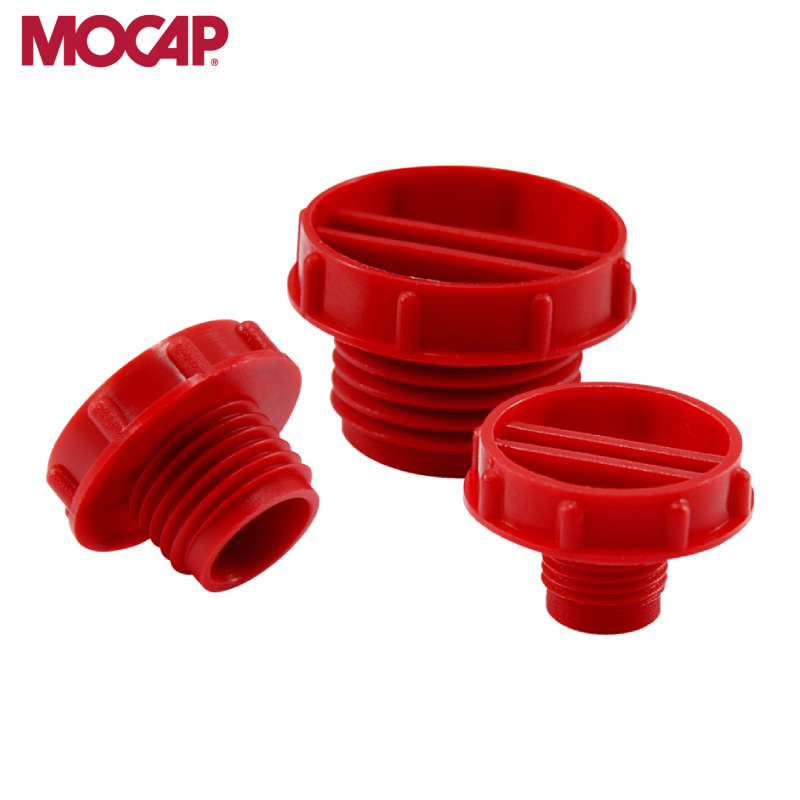 一字红色PP英制管螺纹塞 BPS4分6分螺纹塑料堵头 外牙丝堵