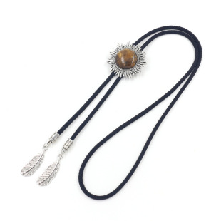 European and American Style Long Versatile Sweater Chain Retro Bolo Tie Bolo Tie Necklace Trendy Men's Shirt Gemstone Collar Rope