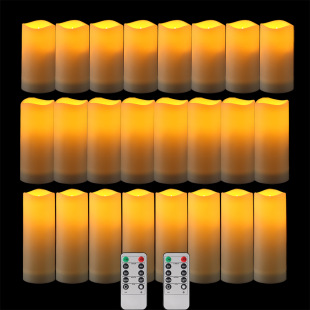 24-Piece Set of Waterproof Led Remote Control Digital Candle Lights Soft Decoration Design Home Decoration Props Birthday Party Wedding
