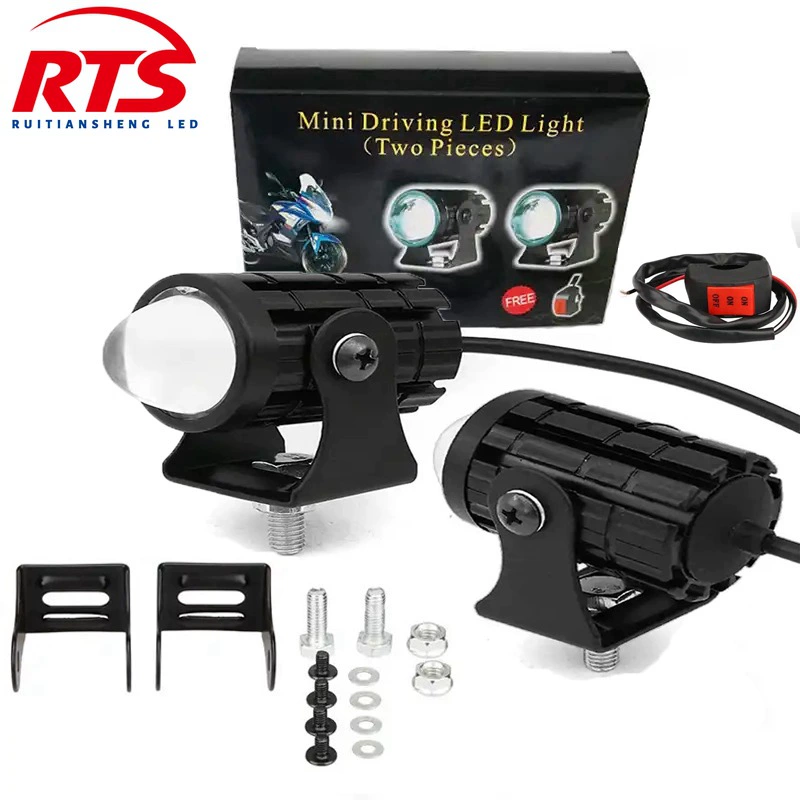 Мотоциклетные мини-двухцветные маленькие стальные Прожекторы для пистолета, Внешние фары для электромобилей, супер яркие Вспомогательные фары для мотоциклов, 12-80 В, трансграничные