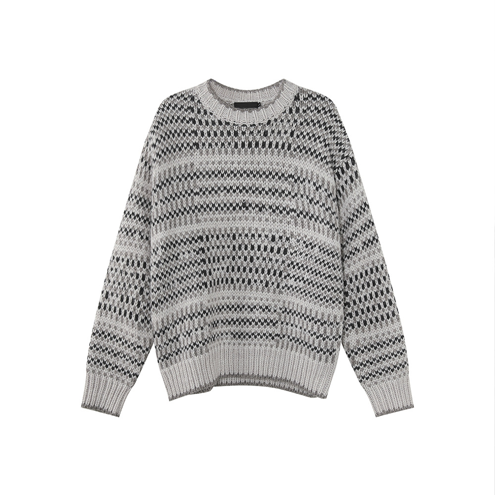 MTLCLOTHES Hombres| Suéter de contraste casual relajado, suéter de cuello redondo de lana suave para hombres y mujeres