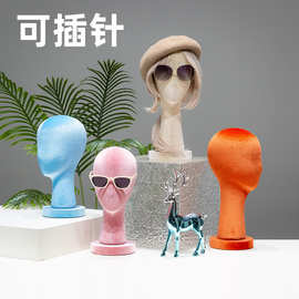 服装店帽子模特头展示道具橱窗陈列架假人头假发帽子眼镜丝绒头模