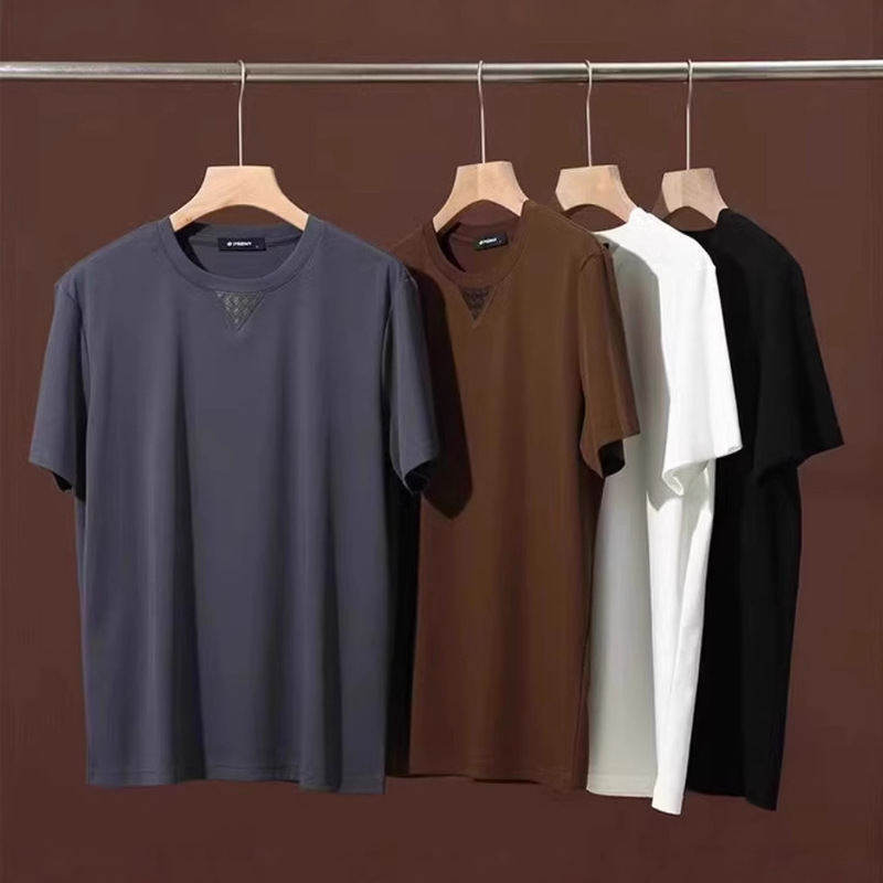 2025 Men's Summer New Italian Style Light Luxury Liquid Ammonia Silk Soft Cotton Casual Fashion Round Neck Short Sleeve T-Shirt 2025 Men's Summer New Italian Style Light Luxury Liquid Ammonia Silk Soft Cotton Casual Fashion Round Neck Short Sleeve T-Shirt